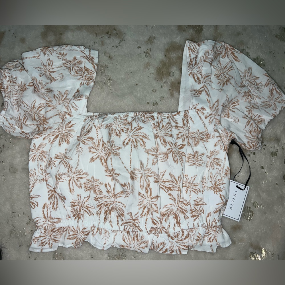 Palm Print Voile Top